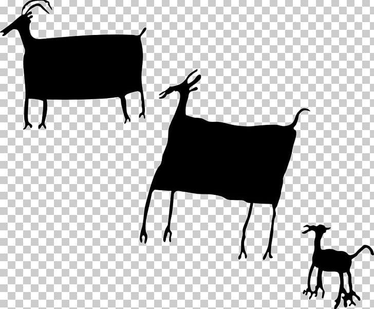 Petroglyph Rock Art Cave Painting PNG, Clipart, Black And White, Cattle Like Mammal, Cave Painting, Cow Goat Family, Deer Free PNG Download