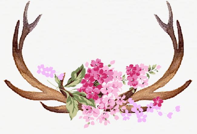 Antlers Pattern Material PNG, Clipart, Antlers, Antlers Clipart, Flowers, Hand, Hand Painted Antlers Free PNG Download
