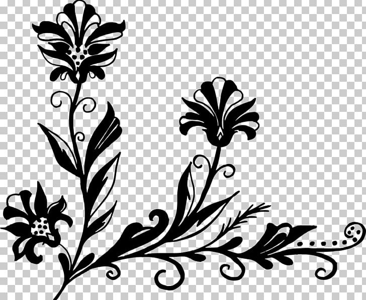 Flower Floral Design PNG, Clipart, Art, Art Corner, Black And White, Branch, Clip Art Free PNG Download