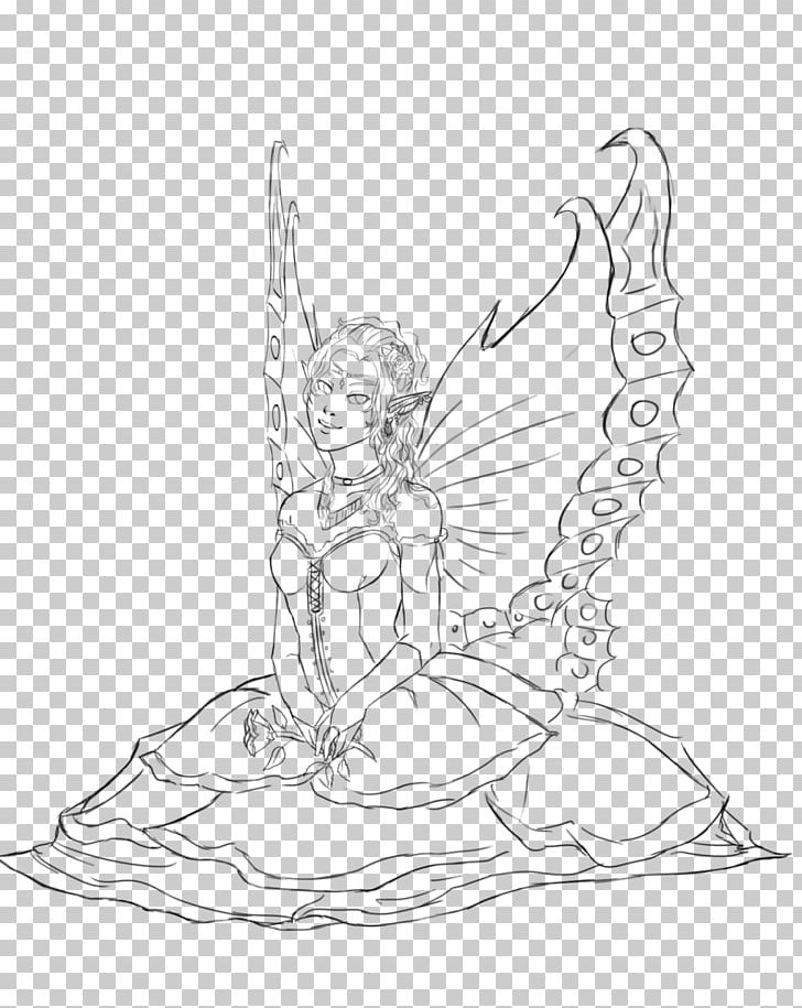 Fairy Line Art Drawing Sketch PNG, Clipart, Art, Artwork, Black And White, Drawing, Fairy Free PNG Download