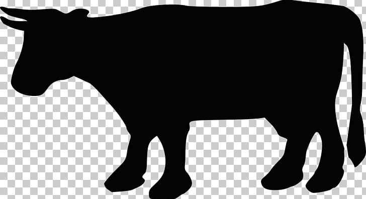 Beef Cattle Silhouette PNG, Clipart, Animals, Beef Cattle, Black, Black And White, Cartoon Free PNG Download
