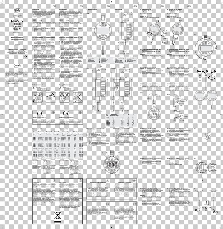 Product Manuals Mahr GmbH User Document PNG, Clipart, Angle, Area, Black And White, Diagram, Document Free PNG Download