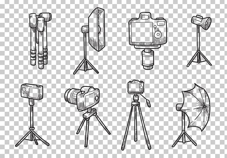 Drawing Tripod Camera PNG, Clipart, Angle, Area, Black And White, Body Jewelry, Camera Free PNG Download