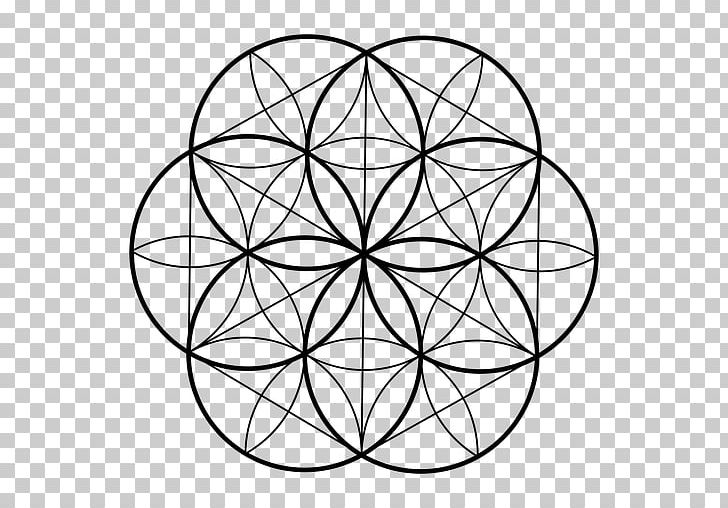 Sacred Geometry Overlapping Circles Grid Symbol Vesica Piscis PNG, Clipart, Angle, Area, Black And White, Circle, Flower Free PNG Download