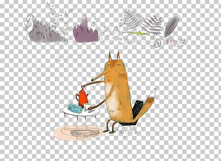 Small Fox Painted In Tea PNG, Clipart, Artistic Paint, Book Illustration, Business Card, Cartoon, Cartoon Greeting Card Cover Free PNG Download