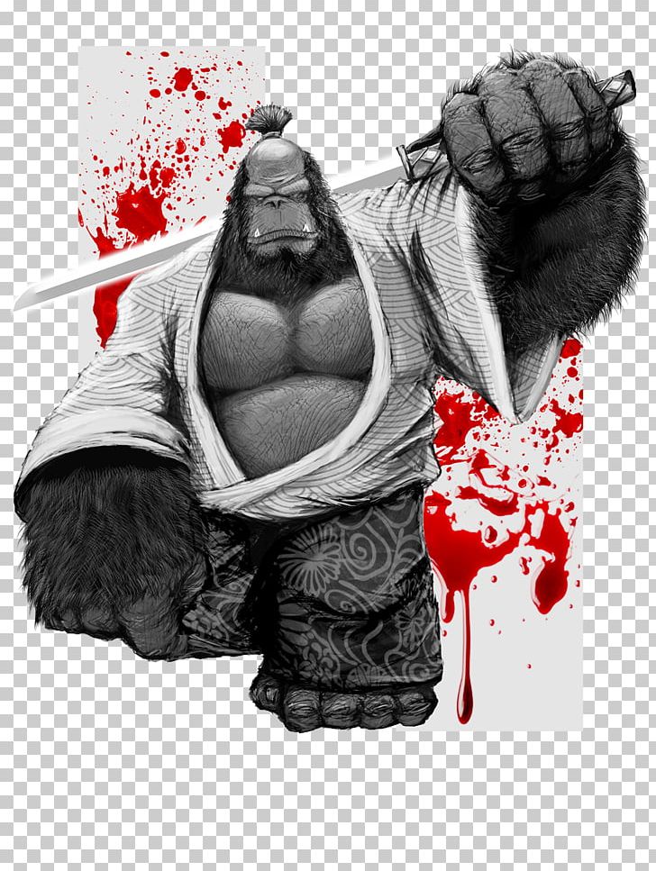 T-shirt Gorilla Samurai Street Art PNG, Clipart, Afro Samurai, Art, Black And White, Clothing, Deviantart Free PNG Download