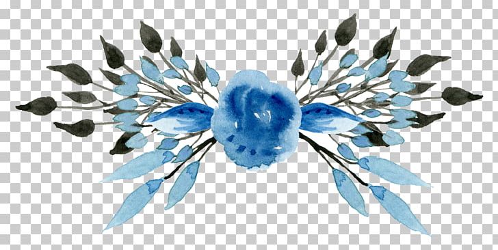 Watercolor: Flowers Watercolor Painting Blue PNG, Clipart, Blue, Christmas Garland, Clip, Color, Copy Free PNG Download