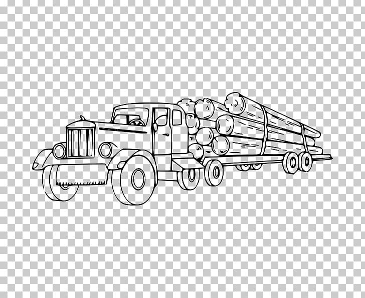 Car Logging Truck Pickup Truck Mack Trucks PNG, Clipart, Angle, Artwork, Automotive Design, Auto Part, Black And White Free PNG Download