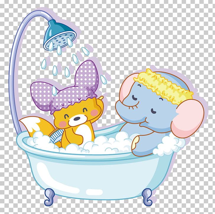 Bathtub Shower Cartoon Bathing PNG, Clipart, Animal, Animals, Animation, Area, Baby Elephant Free PNG Download