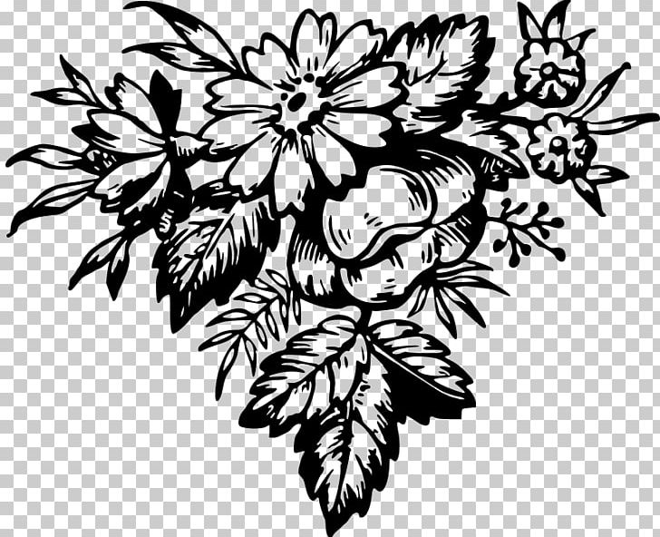 Floral Design Flowering Plant Art PNG, Clipart, Art, Artwork, Black And White, Branch, Drawing Free PNG Download