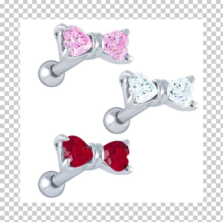 Ruby Earring Body Jewellery Silver PNG, Clipart, Body Jewellery, Body Jewelry, Bow, Cartilage, Earring Free PNG Download