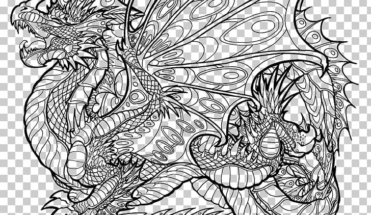 Coloring Book Colouring Pages Chinese Dragon Adult PNG, Clipart, Adult, Art, Artwork, Black And White, Book Free PNG Download