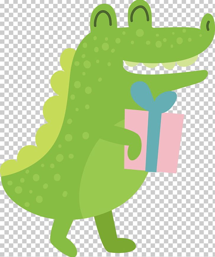 Green Gift Giving Alligator PNG, Clipart, American Alligator, Amphibian, Art, Birthday, Birthday Present Free PNG Download