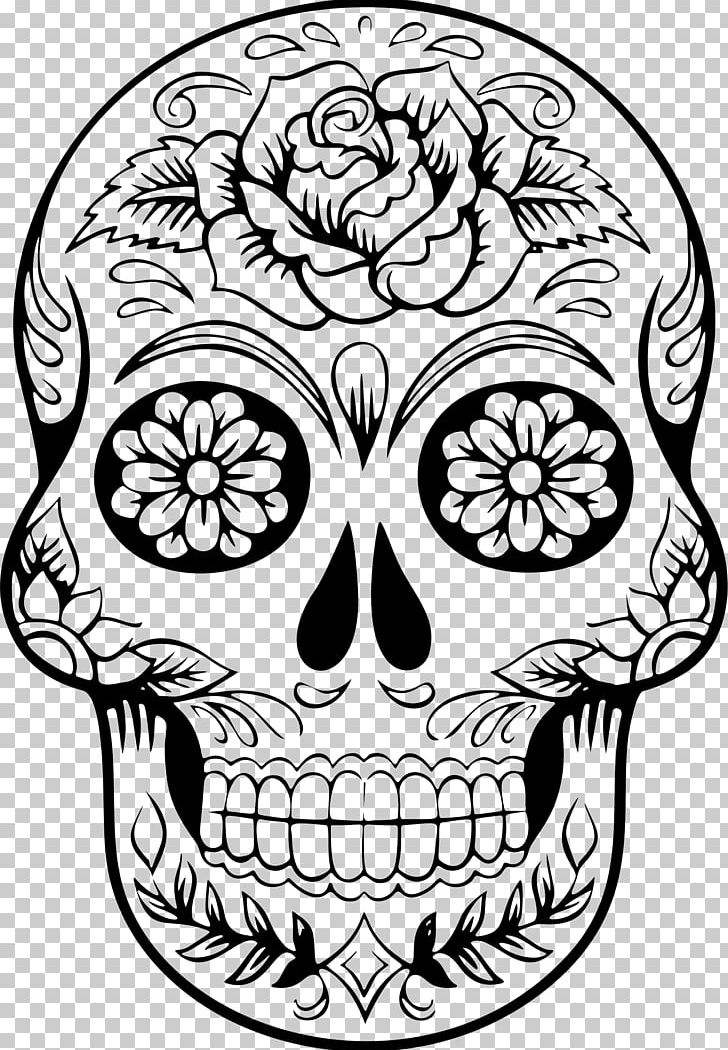 Calavera Skull Day Of The Dead PNG, Clipart, Art, Artwork, Black And White, Bone, Calavera Free PNG Download