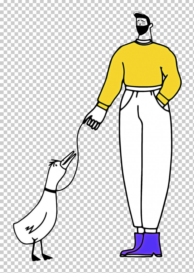 Walking The Duck Talking Duck PNG, Clipart, Cartoon, Clothing, Dress, Hand, Line Art Free PNG Download