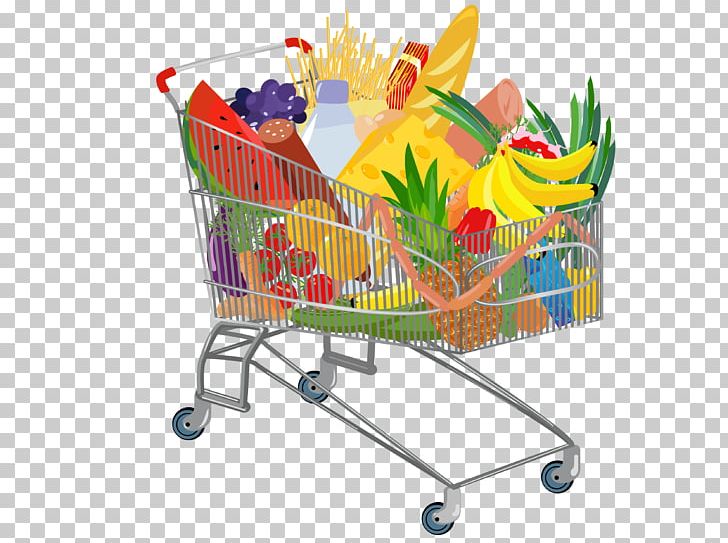 shopping cart with food clipart