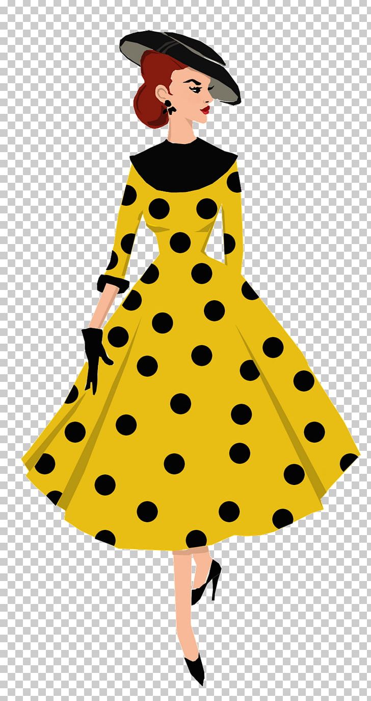 Polka Dot 1950s Fashion Illustration Drawing PNG, Clipart, 1950s, 1950s Fashion, Celebrities, Christian Dior, Christian Dior Se Free PNG Download