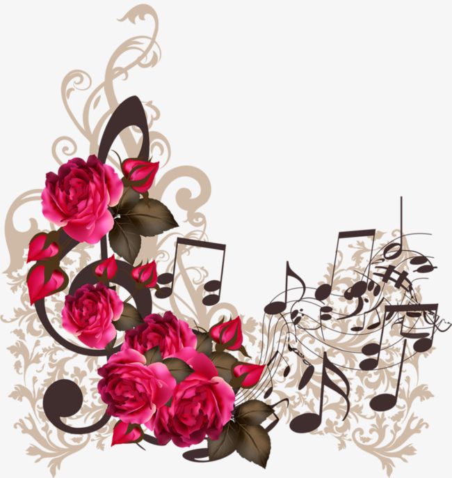 Notes And Flowers PNG, Clipart, Flowers, Flowers Clipart, Hand, Hand Painted, Music Free PNG Download