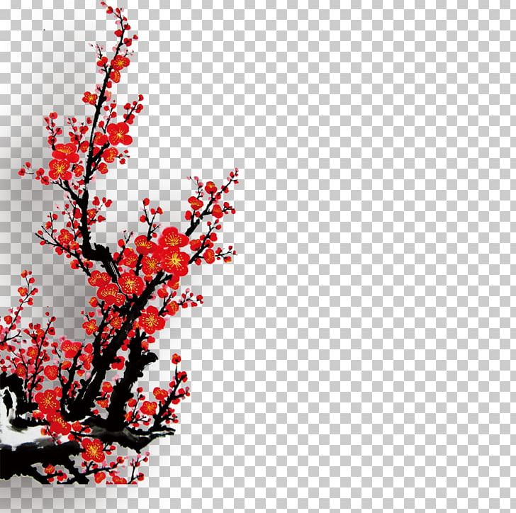 Ink Wash Painting Plum Blossom PNG, Clipart, Blossom, Branch, Cherry Blossom, Computer Wallpaper, Encapsulated Postscript Free PNG Download