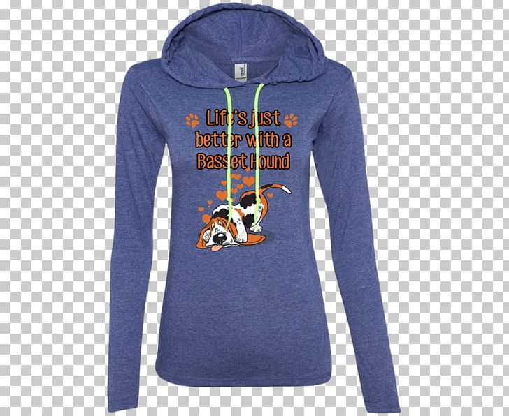 Long-sleeved T-shirt Hoodie Clothing PNG, Clipart, Basset Hound, Clothing, Clothing Sizes, Electric Blue, Fashion Free PNG Download