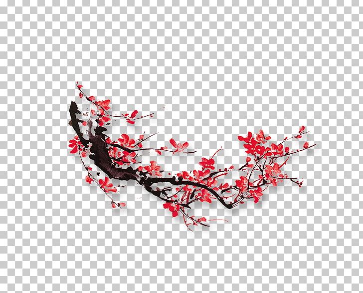 Ink Wash Painting Plum Blossom Ink Brush PNG, Clipart, Art, Birdandflower Painting, Branch, Cherry Blossom, Chinoiserie Free PNG Download