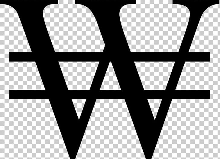 Won Sign South Korean Won Currency Symbol Character PNG, Clipart, Angle, Area, Black, Brand, Character Free PNG Download