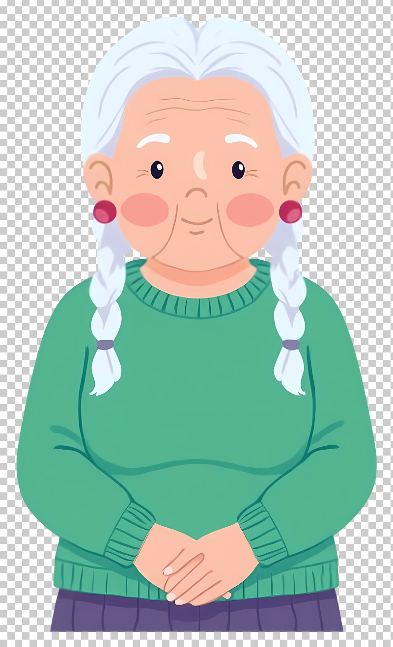 Cartoon Grandma - Elderly Woman With Braids PNG