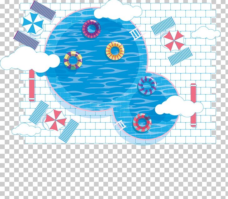 Swimming Pool Illustration PNG, Clipart, Art, Blue, Cartoon, Circle, Deckchair Free PNG Download