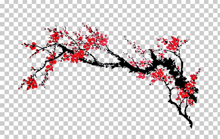 Menghai County Plum Blossom Ink Wash Painting PNG, Clipart, Apple, Branch, Branches, Cherry Blossom, Chinese Painting Free PNG Download