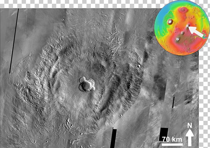 Ascraeus Mons Tharsis Shield Volcano Arsia Mons PNG, Clipart, Black And White, Mariner 9, Mars, Mons, Moon Free PNG Download