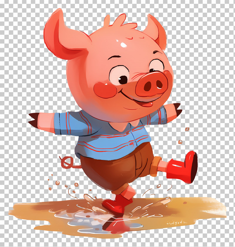 Piglet Jumping In Puddle - Pig Splashing In A Puddle PNG