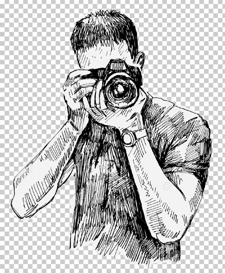 Photography Graphics Stock Illustration Drawing PNG, Clipart, Arm, Art, Artwork, Black And White, Camera Free PNG Download