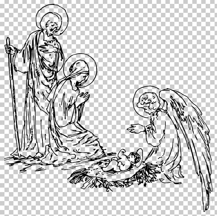 Nativity Scene Nativity Of Jesus PNG, Clipart, Arm, Art, Artwork, Black And White, Christmas Free PNG Download