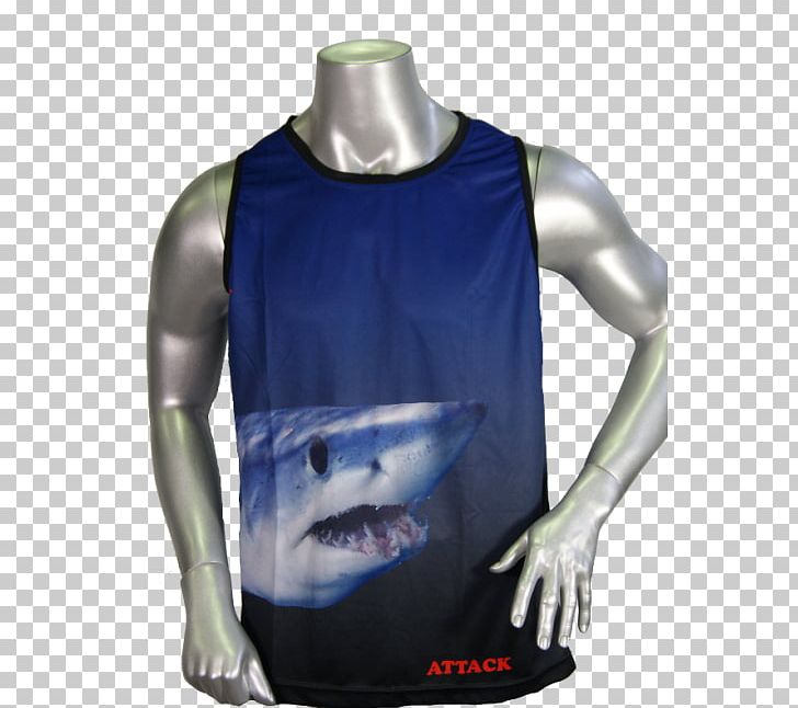T-shirt Sleeveless Shirt Shoulder Shark Isurus Oxyrinchus PNG, Clipart, Arm, Clothing, Electric Blue, Gilets, Isurus Free PNG Download