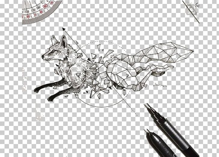 Philippines Sketchy Stories: The Sketchbook Art Of Kerby Rosanes Geometrical Drawings Geometry PNG, Clipart, Animal, Animals, Black, Fox, Fragmentation Free PNG Download