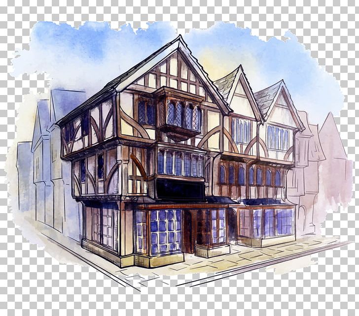 Tudor Architecture Watercolor Painting PNG, Clipart, Angle, Architectural Style, Architecture, Art, Building Free PNG Download