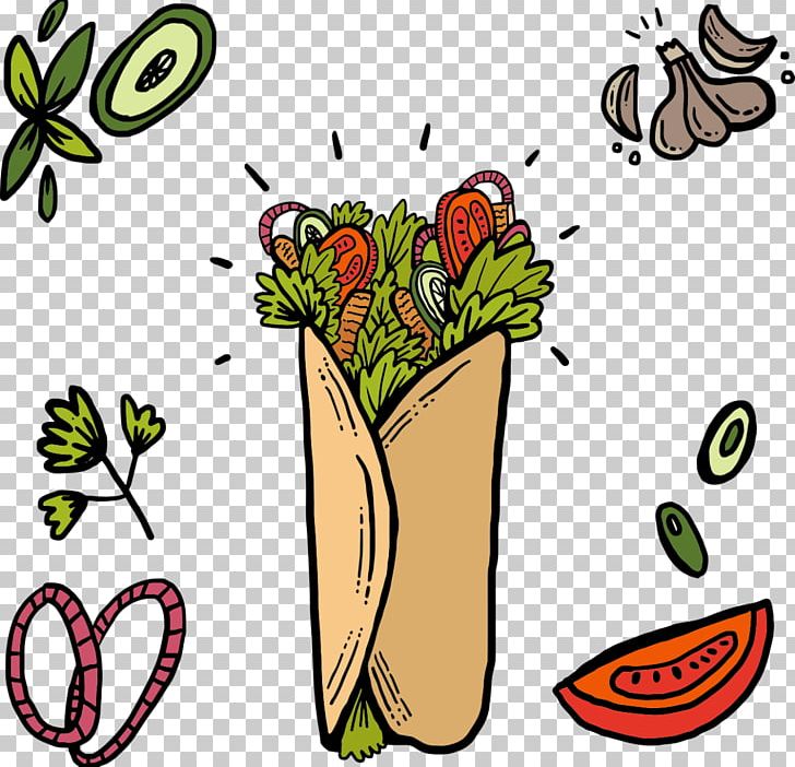 Sketches shawarma with ingredients | free vectors | UI Download