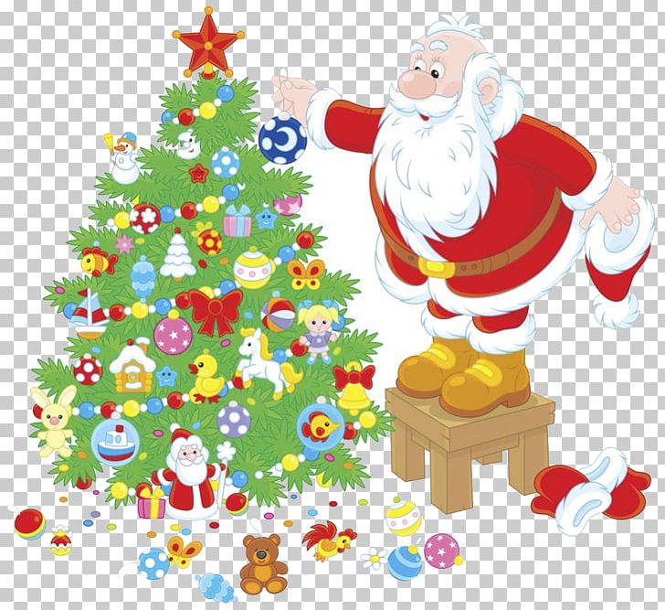 Santa Claus Christmas Tree Illustration PNG, Clipart, Art, Cartoon, Christmas, Christmas Decoration, Christmas Eve Free PNG Download