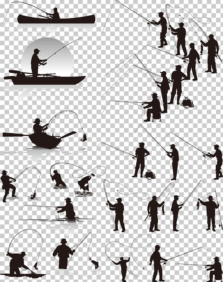 Northern Pike Fisherman Fishing Silhouette PNG, Clipart, Aquarium Fish, Art, Black And White, Design Vector, Fish Free PNG Download