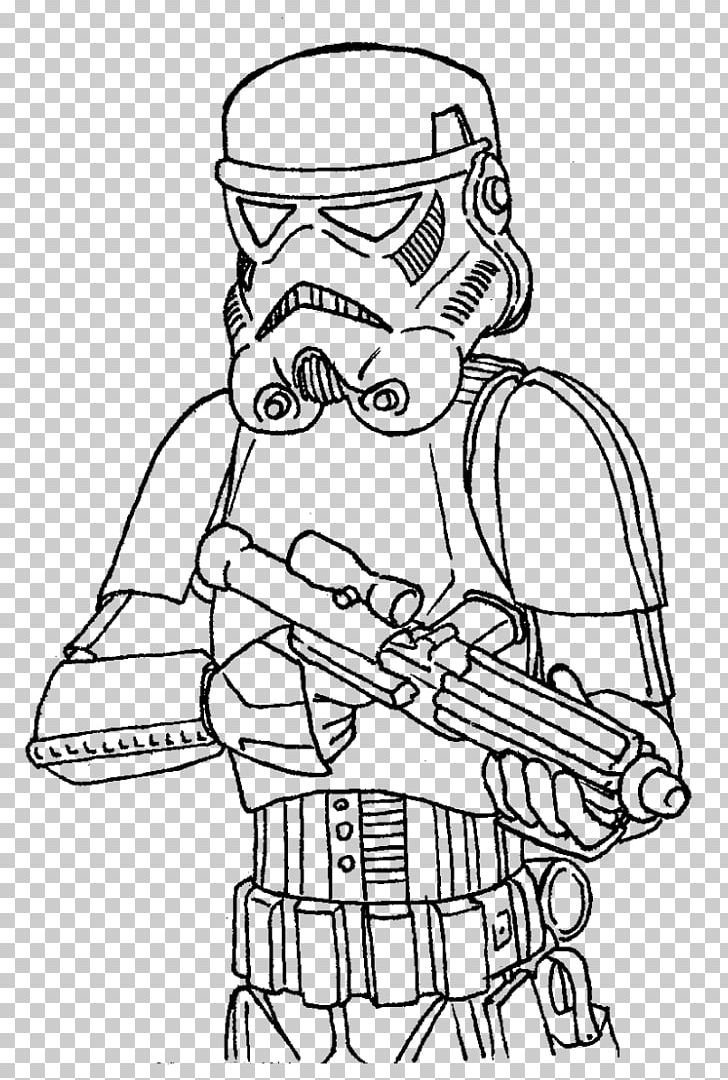 Stormtrooper Coloring Book Darth Maul Drawing Clone Trooper PNG, Clipart, Angle, Arm, Art, Black And White, Boba Fett Free PNG Download