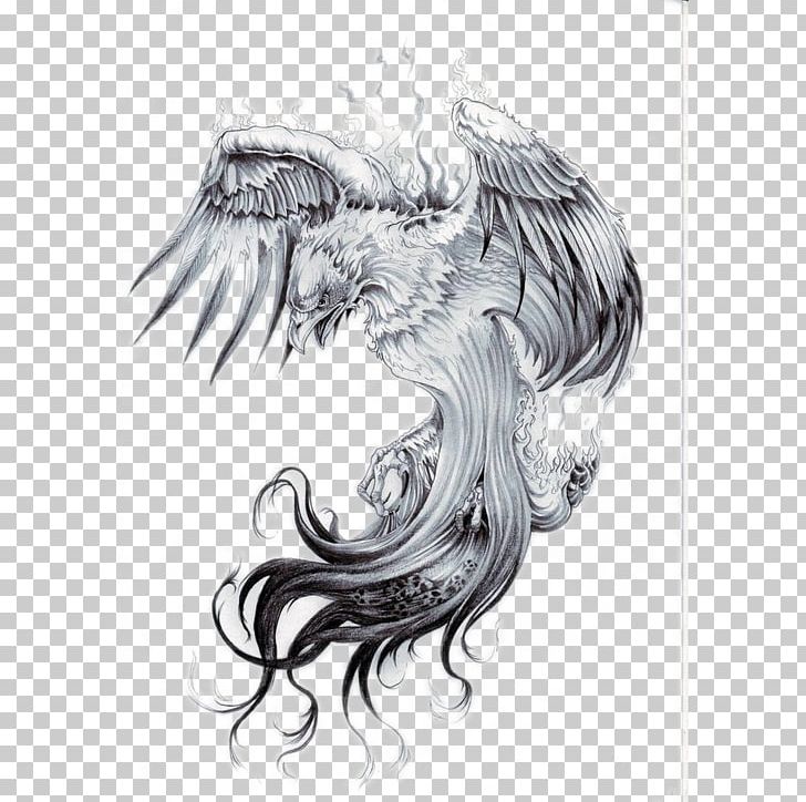 Phoenix Sleeve Tattoo Nautical Star PNG, Clipart, Ambigram, Art, Bird, Bird Of Prey, Black Free PNG Download