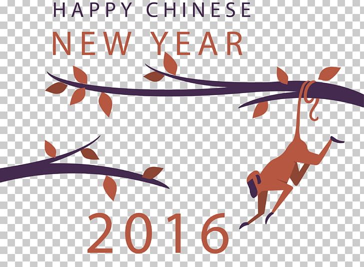 Chinese New Year Monkey New Years Day PNG, Clipart, Animals, Banner, Calendar, Chinese Zodiac, Greeting Card Free PNG Download