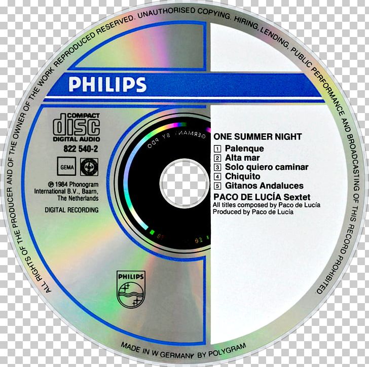 Compact Disc Live... One Summer Night Paco De Lucía Sextet Solo Quiero Caminar Sound Recording And Reproduction PNG, Clipart, Brand, Circle, Compact Disc, Data Storage Device, Digital Recording Free PNG Download
