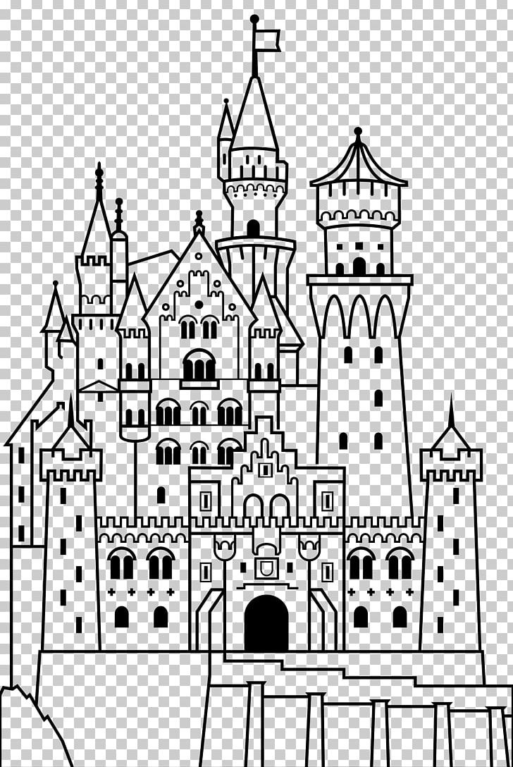 Neuschwanstein Castle Château Coloring Book PNG, Clipart, Area, Black And White, Castle, Chateau, Color Free PNG Download