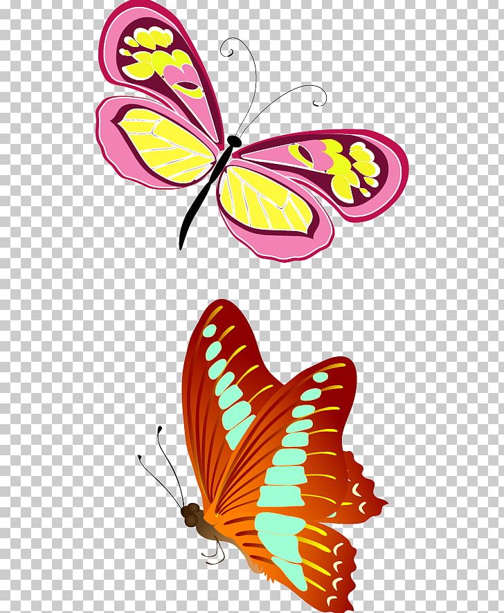 Butterfly Bee Euclidean PNG, Clipart, Animal, Beautiful Vector, Brush Footed Butterfly, Color, Color Pencil Free PNG Download