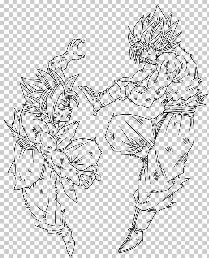Goku Vegeta Gohan Trunks Majin Buu, dragon ball drawing with color