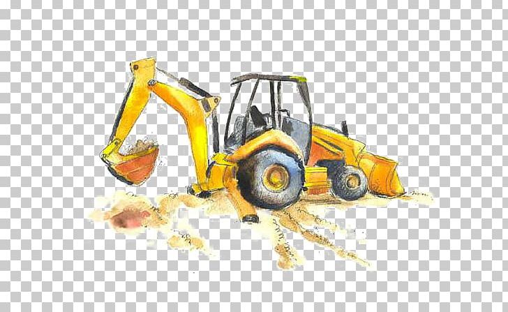 Excavator Printing Bulldozer Watercolor Painting Wall PNG, Clipart, Architectural Engineering, Brand, Cartoon, Cartoon Excavator, Construction Free PNG Download