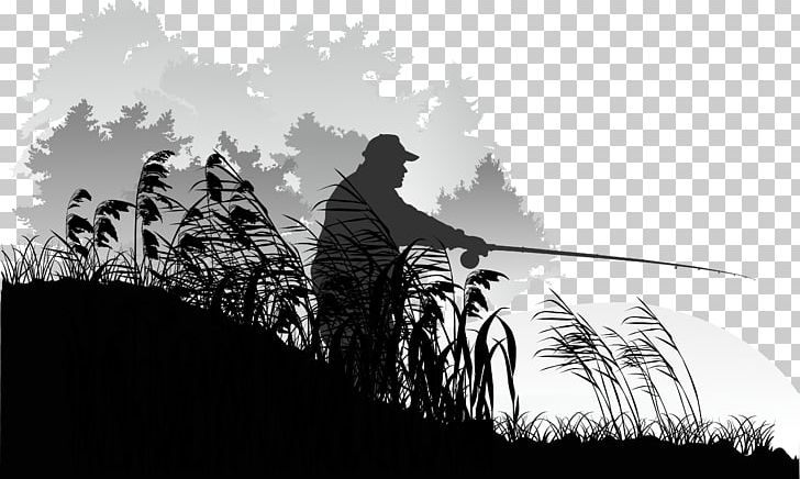 Silhouette Fisherman Illustration PNG, Clipart, Angling, Black And White, Cartoon, City Silhouette, Computer Wallpaper Free PNG Download
