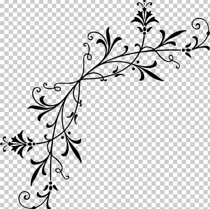 Drawing Floral Design PNG, Clipart, Black, Black And White, Branch, Cartoon, Corner Free PNG Download