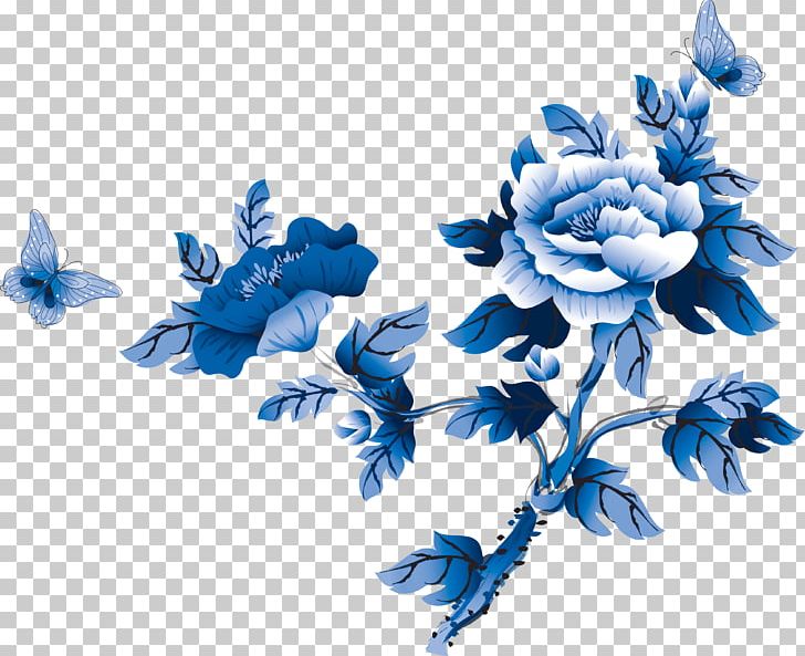 Flower Chinese Painting PNG, Clipart, Art, Blue, Blue And White Porcelain Material, Cut Flowers, Floral Design Free PNG Download